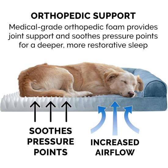 Furhaven Large Orthopaedic Dog Bed Faux Fur & Velvet Sofa-Style w/Removable Washable Cover - Driftwood Brown, Large Furhaven Large Orthopaedic Dog Bed Faux Fur & Velvet Sofa-Style w/Removable Washable Cover - Driftwood Brown, Large