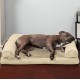 Furhaven Large Orthopaedic Dog Bed Faux Fur & Velvet Sofa-Style w/Removable Washable Cover - Driftwood Brown, Large