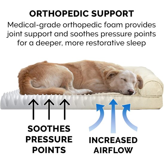 Furhaven Large Orthopaedic Dog Bed Faux Fur & Velvet Sofa-Style w/Removable Washable Cover - Driftwood Brown, Large Furhaven Large Orthopaedic Dog Bed Faux Fur & Velvet Sofa-Style w/Removable Washable Cover - Driftwood Brown, Large