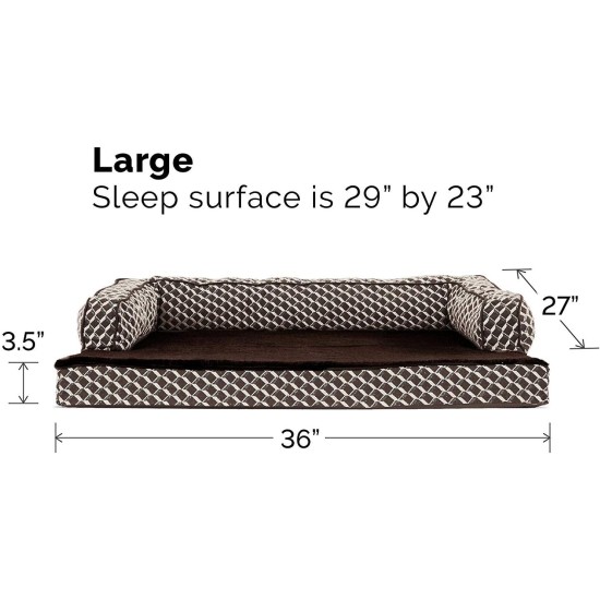 Furhaven Large Orthopaedic Dog Bed Faux Fur & Velvet Sofa-Style w/Removable Washable Cover - Driftwood Brown, Large Furhaven Large Orthopaedic Dog Bed Faux Fur & Velvet Sofa-Style w/Removable Washable Cover - Driftwood Brown, Large
