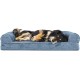 Furhaven Large Orthopaedic Dog Bed Faux Fur & Velvet Sofa-Style w/Removable Washable Cover - Driftwood Brown, Large