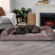 Furhaven Large Orthopaedic Dog Bed Faux Fur & Velvet Sofa-Style w/Removable Washable Cover - Driftwood Brown, Large