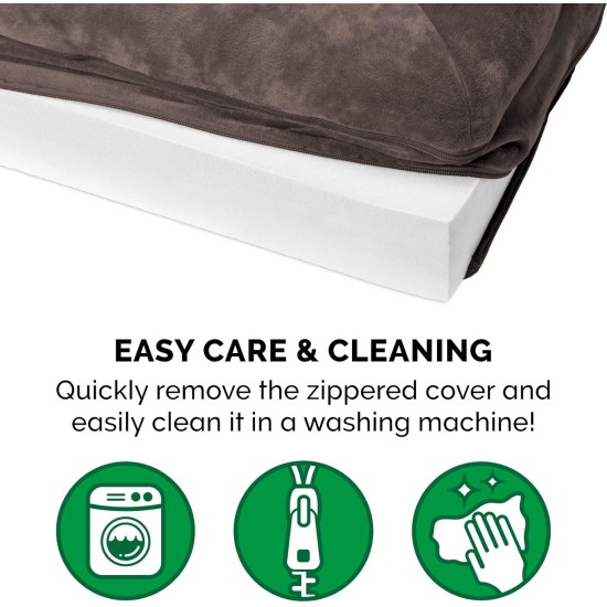 Furhaven Large Orthopaedic Dog Bed Faux Fur & Velvet Sofa-Style w/Removable Washable Cover - Driftwood Brown, Large Furhaven Large Orthopaedic Dog Bed Faux Fur & Velvet Sofa-Style w/Removable Washable Cover - Driftwood Brown, Large