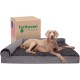 Furhaven Large Orthopaedic Dog Bed Faux Fur & Velvet Sofa-Style w/Removable Washable Cover - Driftwood Brown, Large