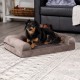 Furhaven Large Orthopaedic Dog Bed Faux Fur & Velvet Sofa-Style w/Removable Washable Cover - Driftwood Brown, Large