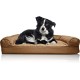 Furhaven Large Orthopaedic Dog Bed Faux Fur & Velvet Sofa-Style w/Removable Washable Cover - Driftwood Brown, Large