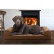 Furhaven Large Orthopaedic Dog Bed Faux Fur & Velvet Sofa-Style w/Removable Washable Cover - Driftwood Brown, Large