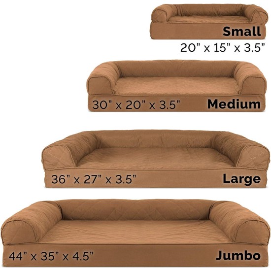 Furhaven Large Orthopaedic Dog Bed Faux Fur & Velvet Sofa-Style w/Removable Washable Cover - Driftwood Brown, Large Furhaven Large Orthopaedic Dog Bed Faux Fur & Velvet Sofa-Style w/Removable Washable Cover - Driftwood Brown, Large