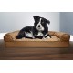Furhaven Large Orthopaedic Dog Bed Faux Fur & Velvet Sofa-Style w/Removable Washable Cover - Driftwood Brown, Large