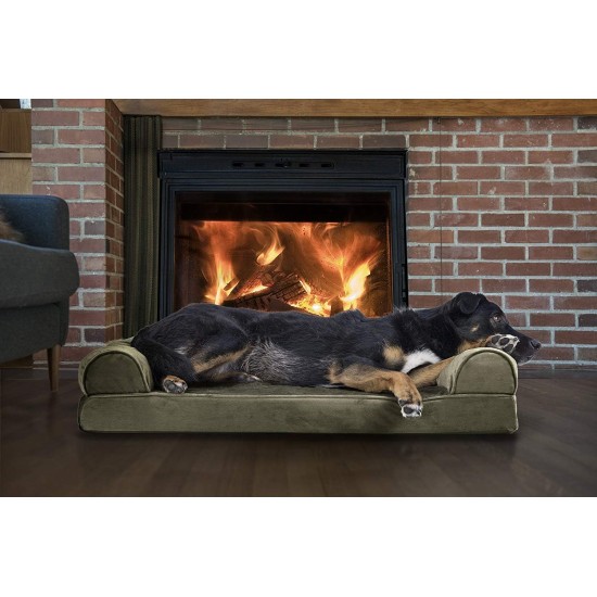 Furhaven Large Orthopaedic Dog Bed Faux Fur & Velvet Sofa-Style w/Removable Washable Cover - Driftwood Brown, Large Furhaven Large Orthopaedic Dog Bed Faux Fur & Velvet Sofa-Style w/Removable Washable Cover - Driftwood Brown, Large
