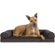 Furhaven Large Orthopaedic Dog Bed Faux Fur & Velvet Sofa-Style w/Removable Washable Cover - Driftwood Brown, Large