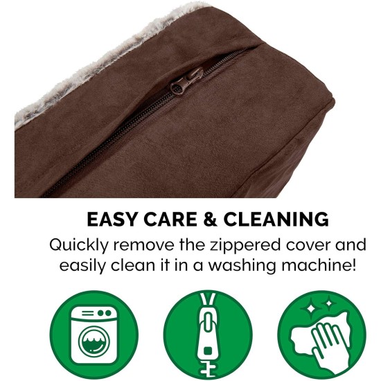 Furhaven Large Orthopaedic Dog Bed Faux Fur & Velvet Sofa-Style w/Removable Washable Cover - Driftwood Brown, Large Furhaven Large Orthopaedic Dog Bed Faux Fur & Velvet Sofa-Style w/Removable Washable Cover - Driftwood Brown, Large