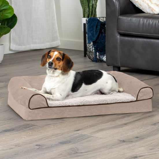 Furhaven Large Orthopaedic Dog Bed Faux Fur & Velvet Sofa-Style w/Removable Washable Cover - Driftwood Brown, Large Furhaven Large Orthopaedic Dog Bed Faux Fur & Velvet Sofa-Style w/Removable Washable Cover - Driftwood Brown, Large