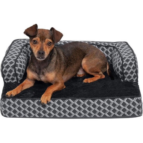 Furhaven Large Orthopaedic Dog Bed Faux Fur & Velvet Sofa-Style w/Removable Washable Cover - Driftwood Brown, Large Furhaven Large Orthopaedic Dog Bed Faux Fur & Velvet Sofa-Style w/Removable Washable Cover - Driftwood Brown, Large