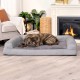 Furhaven Large Orthopaedic Dog Bed Faux Fur & Velvet Sofa-Style w/Removable Washable Cover - Driftwood Brown, Large