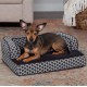Furhaven Large Orthopaedic Dog Bed Faux Fur & Velvet Sofa-Style w/Removable Washable Cover - Driftwood Brown, Large
