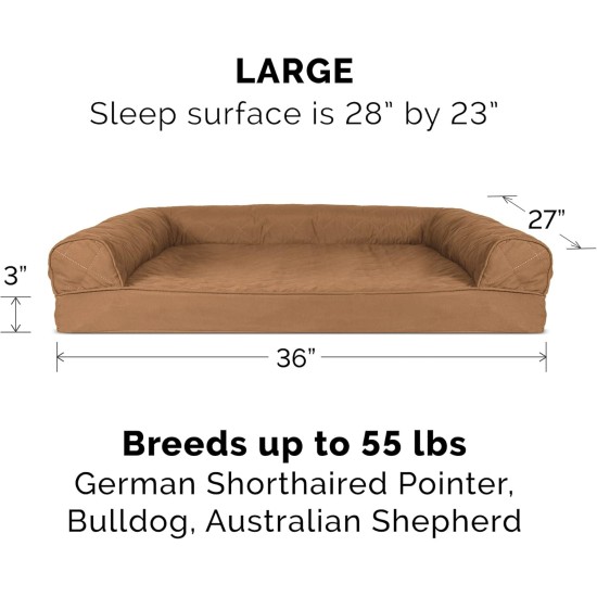 Furhaven Large Orthopaedic Dog Bed Faux Fur & Velvet Sofa-Style w/Removable Washable Cover - Driftwood Brown, Large Furhaven Large Orthopaedic Dog Bed Faux Fur & Velvet Sofa-Style w/Removable Washable Cover - Driftwood Brown, Large