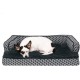 Furhaven Large Orthopaedic Dog Bed Faux Fur & Velvet Sofa-Style w/Removable Washable Cover - Driftwood Brown, Large
