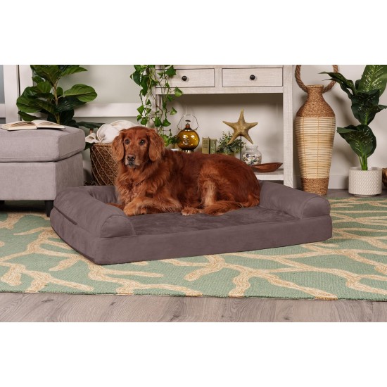 Furhaven Large Orthopaedic Dog Bed Faux Fur & Velvet Sofa-Style w/Removable Washable Cover - Driftwood Brown, Large Furhaven Large Orthopaedic Dog Bed Faux Fur & Velvet Sofa-Style w/Removable Washable Cover - Driftwood Brown, Large