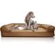 Furhaven Large Orthopaedic Dog Bed Faux Fur & Velvet Sofa-Style w/Removable Washable Cover - Driftwood Brown, Large