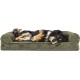 Furhaven Large Orthopaedic Dog Bed Faux Fur & Velvet Sofa-Style w/Removable Washable Cover - Driftwood Brown, Large