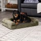 Furhaven Large Orthopaedic Dog Bed Faux Fur & Velvet Sofa-Style w/Removable Washable Cover - Driftwood Brown, Large