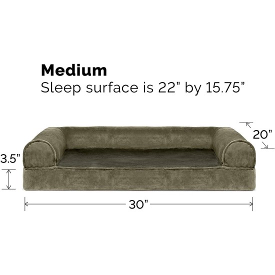 Furhaven Large Orthopaedic Dog Bed Faux Fur & Velvet Sofa-Style w/Removable Washable Cover - Driftwood Brown, Large Furhaven Large Orthopaedic Dog Bed Faux Fur & Velvet Sofa-Style w/Removable Washable Cover - Driftwood Brown, Large