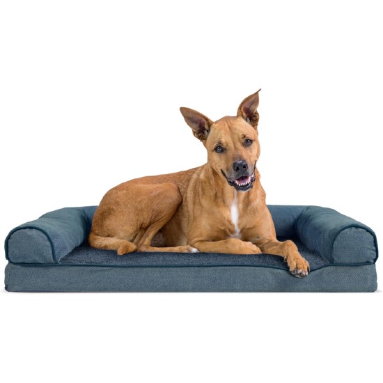 Furhaven Large Orthopaedic Dog Bed Faux Fur & Velvet Sofa-Style w/Removable Washable Cover - Driftwood Brown, Large Furhaven Large Orthopaedic Dog Bed Faux Fur & Velvet Sofa-Style w/Removable Washable Cover - Driftwood Brown, Large