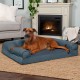 Furhaven Large Orthopaedic Dog Bed Faux Fur & Velvet Sofa-Style w/Removable Washable Cover - Driftwood Brown, Large