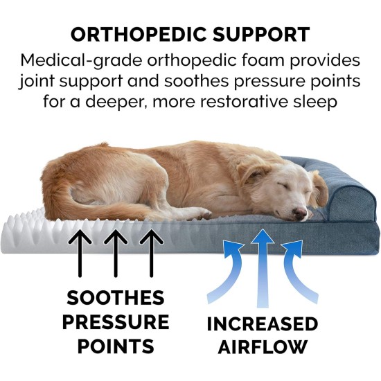 Furhaven Large Orthopaedic Dog Bed Faux Fur & Velvet Sofa-Style w/Removable Washable Cover - Driftwood Brown, Large Furhaven Large Orthopaedic Dog Bed Faux Fur & Velvet Sofa-Style w/Removable Washable Cover - Driftwood Brown, Large