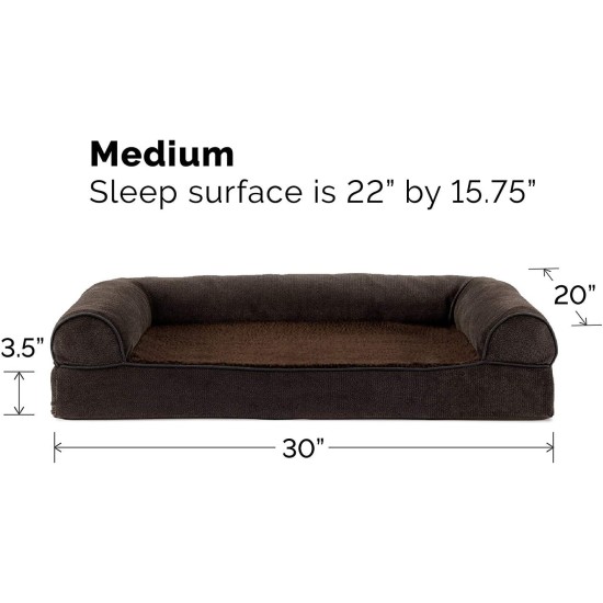 Furhaven Large Orthopaedic Dog Bed Faux Fur & Velvet Sofa-Style w/Removable Washable Cover - Driftwood Brown, Large Furhaven Large Orthopaedic Dog Bed Faux Fur & Velvet Sofa-Style w/Removable Washable Cover - Driftwood Brown, Large
