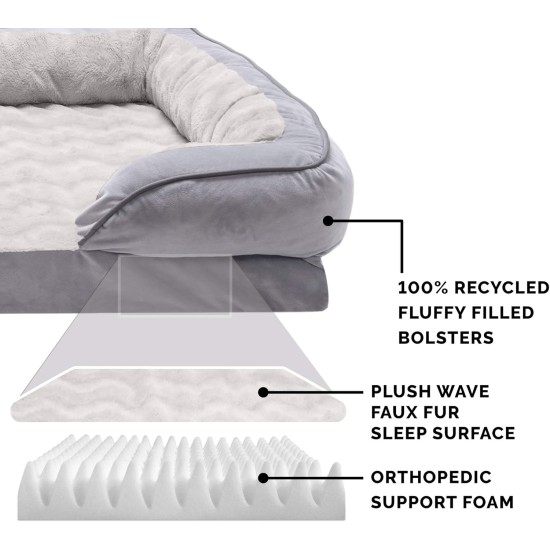 Furhaven Large Orthopaedic Dog Bed Faux Fur & Velvet Sofa-Style w/Removable Washable Cover - Driftwood Brown, Large Furhaven Large Orthopaedic Dog Bed Faux Fur & Velvet Sofa-Style w/Removable Washable Cover - Driftwood Brown, Large
