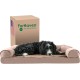 Furhaven Large Orthopaedic Dog Bed Faux Fur & Velvet Sofa-Style w/Removable Washable Cover - Driftwood Brown, Large