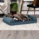 Furhaven Large Orthopaedic Dog Bed Faux Fur & Velvet Sofa-Style w/Removable Washable Cover - Driftwood Brown, Large