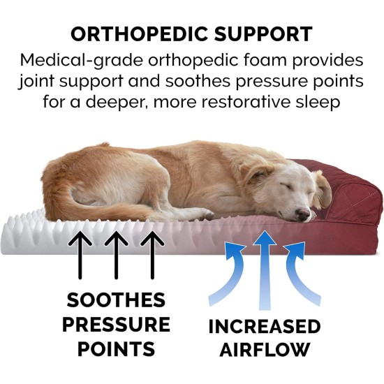 Furhaven Large Orthopaedic Dog Bed Faux Fur & Velvet Sofa-Style w/Removable Washable Cover - Driftwood Brown, Large Furhaven Large Orthopaedic Dog Bed Faux Fur & Velvet Sofa-Style w/Removable Washable Cover - Driftwood Brown, Large