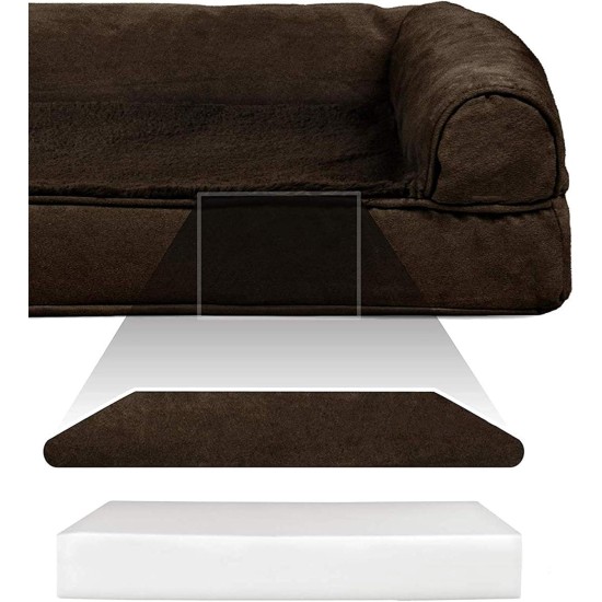 Furhaven Large Orthopaedic Dog Bed Faux Fur & Velvet Sofa-Style w/Removable Washable Cover - Driftwood Brown, Large Furhaven Large Orthopaedic Dog Bed Faux Fur & Velvet Sofa-Style w/Removable Washable Cover - Driftwood Brown, Large