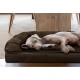 Furhaven Large Orthopaedic Dog Bed Faux Fur & Velvet Sofa-Style w/Removable Washable Cover - Driftwood Brown, Large