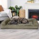 Furhaven Large Orthopaedic Dog Bed Faux Fur & Velvet Sofa-Style w/Removable Washable Cover - Driftwood Brown, Large