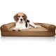 Furhaven Large Orthopaedic Dog Bed Faux Fur & Velvet Sofa-Style w/Removable Washable Cover - Driftwood Brown, Large
