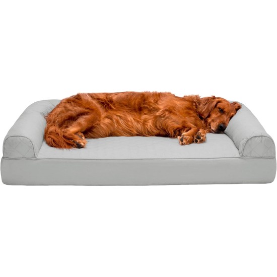 Furhaven Large Orthopaedic Dog Bed Faux Fur & Velvet Sofa-Style w/Removable Washable Cover - Driftwood Brown, Large Furhaven Large Orthopaedic Dog Bed Faux Fur & Velvet Sofa-Style w/Removable Washable Cover - Driftwood Brown, Large