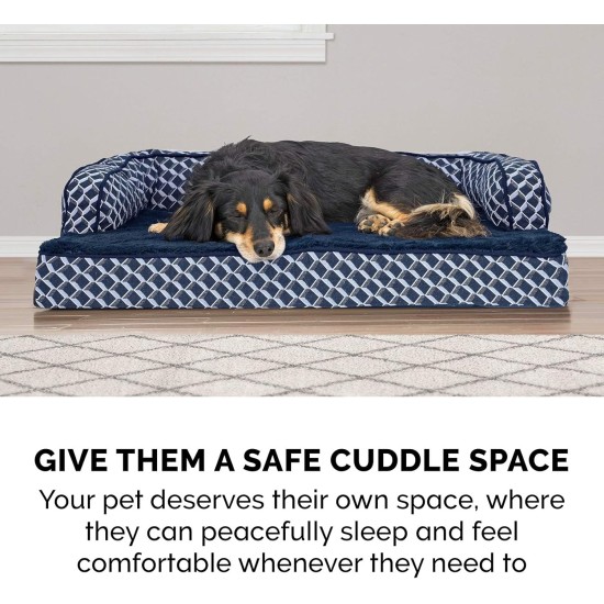 Furhaven Large Orthopaedic Dog Bed Faux Fur & Velvet Sofa-Style w/Removable Washable Cover - Driftwood Brown, Large Furhaven Large Orthopaedic Dog Bed Faux Fur & Velvet Sofa-Style w/Removable Washable Cover - Driftwood Brown, Large