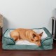Furhaven Large Orthopaedic Dog Bed Faux Fur & Velvet Sofa-Style w/Removable Washable Cover - Driftwood Brown, Large