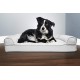 Furhaven Large Orthopaedic Dog Bed Faux Fur & Velvet Sofa-Style w/Removable Washable Cover - Driftwood Brown, Large