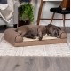 Furhaven Large Orthopaedic Dog Bed Faux Fur & Velvet Sofa-Style w/Removable Washable Cover - Driftwood Brown, Large