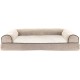 Furhaven Large Orthopaedic Dog Bed Faux Fur & Velvet Sofa-Style w/Removable Washable Cover - Driftwood Brown, Large