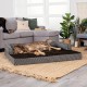 Furhaven Large Orthopaedic Dog Bed Faux Fur & Velvet Sofa-Style w/Removable Washable Cover - Driftwood Brown, Large
