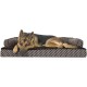 Furhaven Large Orthopaedic Dog Bed Faux Fur & Velvet Sofa-Style w/Removable Washable Cover - Driftwood Brown, Large
