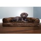 Furhaven Large Orthopaedic Dog Bed Faux Fur & Velvet Sofa-Style w/Removable Washable Cover - Driftwood Brown, Large