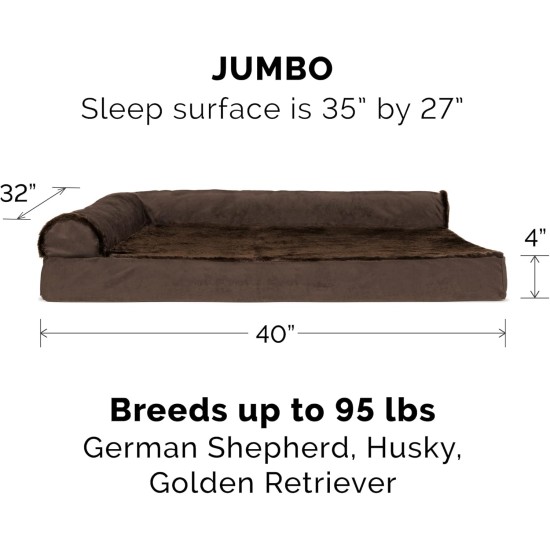 Furhaven Pet 84536401 Sable Brown Deluxe Chaise Lounge Cooling Gel Top Sofa Pet Bed, Jumbo Furhaven Pet 84536401 Sable Brown Deluxe Chaise Lounge Cooling Gel Top Sofa Pet Bed, Jumbo