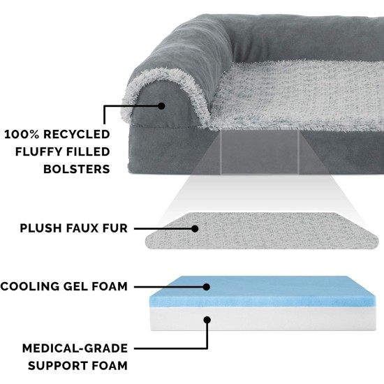 Furhaven Pet 84536401 Sable Brown Deluxe Chaise Lounge Cooling Gel Top Sofa Pet Bed, Jumbo Furhaven Pet 84536401 Sable Brown Deluxe Chaise Lounge Cooling Gel Top Sofa Pet Bed, Jumbo